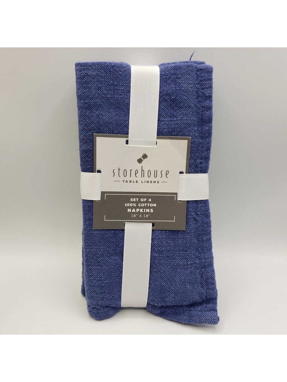 New Denim Blue Cotton Napkins Set of 4 Storehouse Table Linens 18x18"